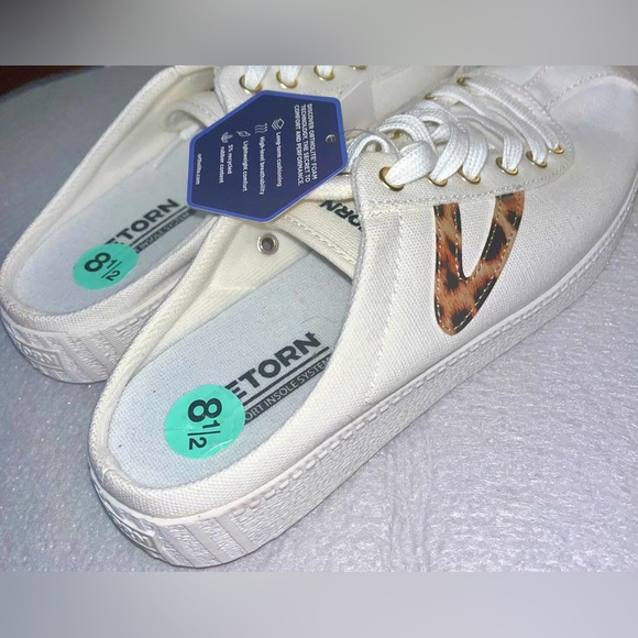 *new* Tretorn White/Leopard Easy Nylite Mule Sneaker - Picture 7 of 8